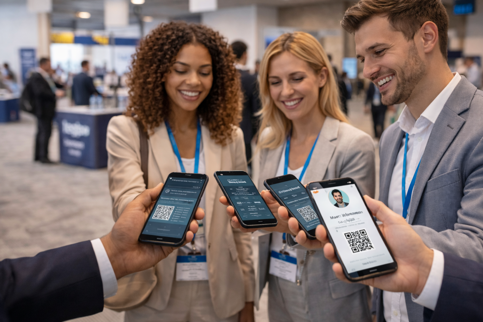 Professional networking at a conference using a phone-based business card